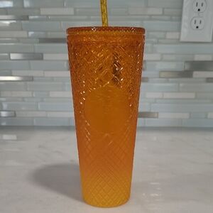Starbucks Orange Tumbler with Straw